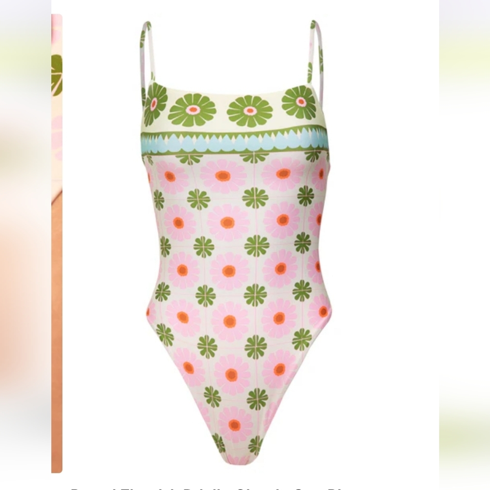 Maaji Pink Floral One-Piece Swimsuit with Green Accents NWTA - Picture 6 of 12